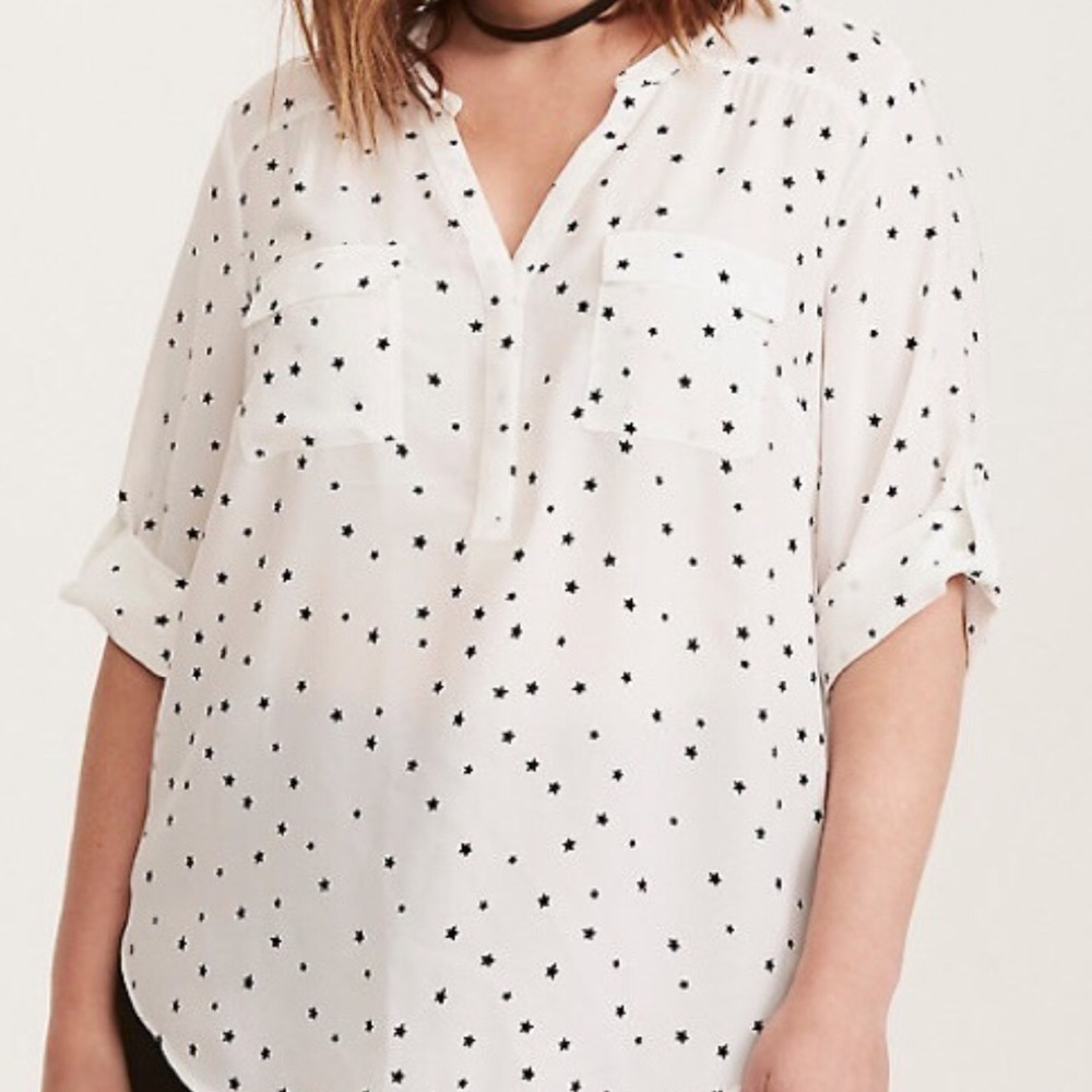 Star print 3/4 sleeve blouse